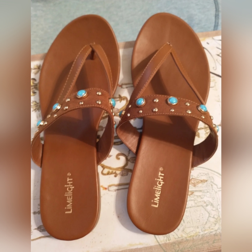 Limelight Turquoise Camel Thong Sandal